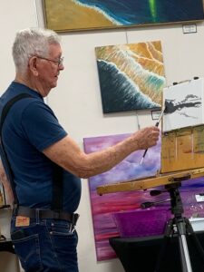 John Larner, ALNF member & Gatewate Gallery artist,  demonstrates "plein air" painting (photo courtesy of Susan Kroh)